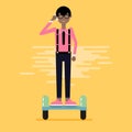 Young man on electric scooter mono wheel. Royalty Free Stock Photo