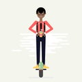 Young man on electric scooter mono wheel. Royalty Free Stock Photo