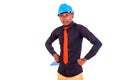 Young man engineer holding his hands on his hips Royalty Free Stock Photo