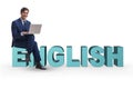 The young man in english studying learning concept Royalty Free Stock Photo