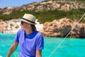 Young man enjoy summer vacation on boat Royalty Free Stock Photo