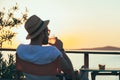 Young man enjoying at a beach bar Royalty Free Stock Photo