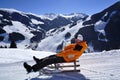 Sledging in Hinterglemm, Salzburger Land, Austria Royalty Free Stock Photo