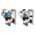 Young man exercise with abs muscles on press machine, Man working out with ab crunch machine