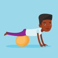 Young man exercising with fitball. Royalty Free Stock Photo