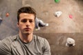 Young man exercising at indoor climbing gym Royalty Free Stock Photo