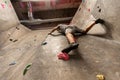 Young man exercising at indoor climbing gym Royalty Free Stock Photo