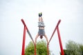 Young man exercising on parallel bars outdoors Royalty Free Stock Photo