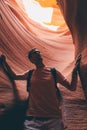 Young man exploring Antelope Canyon in the Navajo Royalty Free Stock Photo