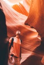 Young man exploring Antelope Canyon in the Navajo Royalty Free Stock Photo