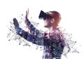 Young man exploring virtual world