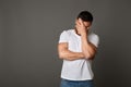 Young man with face palm gesture at studio background Royalty Free Stock Photo