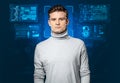 Young man face recognition Royalty Free Stock Photo