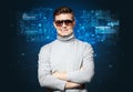 Young man face recognition concept Royalty Free Stock Photo