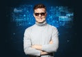 Young man face recognition concept Royalty Free Stock Photo