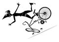 Cyclist falling down from the bicycle