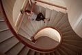 Young man falling down the steep stairs Royalty Free Stock Photo