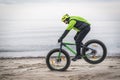 Young man on fat bike Royalty Free Stock Photo