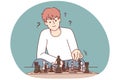 Man playing chess feel frustrated