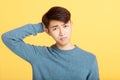 Young man Feeling sorry. Embarrassment concept Royalty Free Stock Photo