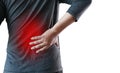 young man Feeling suffering Lower back pain Pain relief concep Royalty Free Stock Photo