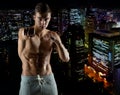 Young man in fighting or boxing position Royalty Free Stock Photo