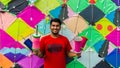 Young man with firki and pipuda for Makar Sankranti festival of India