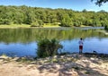 Young Man Fishing Barbours Pond, Garret Mountain Reservation, USA