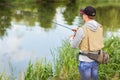 A young man fishing Royalty Free Stock Photo