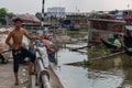 Young man fishing Saigon Vietnam Royalty Free Stock Photo