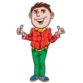 Young man with flora shirt giving you thumbs up. Royalty Free Stock Photo