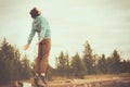 Young Man Flying levitation jumping outdoor Royalty Free Stock Photo