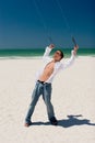 Young Man Flying a Stunt Kite