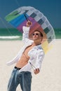 Young Man Flying a Stunt Kite