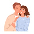 Young man is fondly snuggled up to the girl he loves with his eyes closed Royalty Free Stock Photo