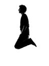 Young man funny jumping silhouette