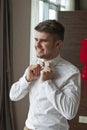 Young man getting ready for a special day. Royalty Free Stock Photo