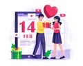 Young man giving a gift to his girlfriend. Couple in love. Celebrating Valentine`s day or Birthday Royalty Free Stock Photo