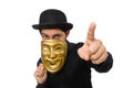 Young man with golden Venetian mask isolated on Royalty Free Stock Photo