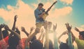 Young Man Guitar Performing Concert Concept Royalty Free Stock Photo