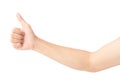 Young man hand thumbs up for good feeling Royalty Free Stock Photo