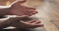 Young man hands gestures suggestions closeup at the meeting Royalty Free Stock Photo