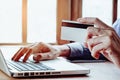 Young man hands holding a credit card Royalty Free Stock Photo