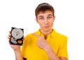 Young Man with Hard Drive Royalty Free Stock Photo