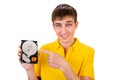 Young Man with Hard Drive Royalty Free Stock Photo
