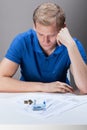 Young man having financial problems Royalty Free Stock Photo