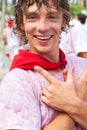 Young man having fun at San Fermin festival Royalty Free Stock Photo