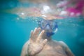 Young Man  Taking Underwater Selfie While Swimming In The Sea