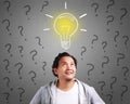 Young Man Having An Idea With Light Bulb Above His Head Royalty Free Stock Photo