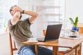 Stressful man working on laptop Royalty Free Stock Photo